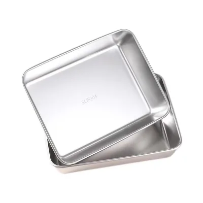 Stainless Steel Square Baking Pan & Serving Tray for Bakery Oven Cookie & BBQ Use Dishwasher Safe