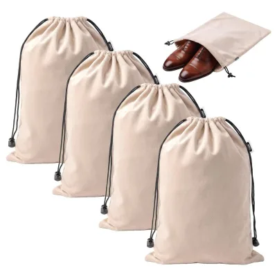 Accept Custom Brand Logo Multi Colors Velvet Drawstring Shoes Dust Bags for Travel One Pair for One Bags