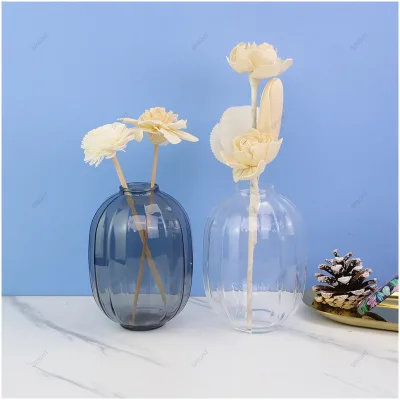 Decorative High Borosilicate Diffuser Bottle Natural Fiber Rattan Double Wall Glass Luxury Reed Diffuser Bottle Glass