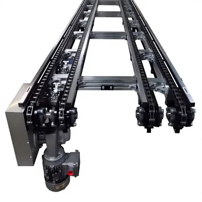 Free Flow Chain Conveyor with Carbon Steel Belt Adjustable Speed New Fire Resistant for Manufacturing Plant Tray Transportation