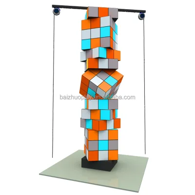 Funny Customizable Kids Indoor Playground Equipment Rubik's Cube Rock Climbing Wall Kids Fun Climbing Wall Adventure Park