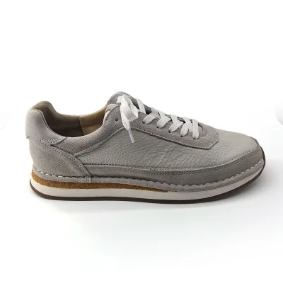 High Quality Retro Grey Genuine Leather Breathable Comfortable Lightweight Anti-Slippery Lace-up Rubber Spring Walking Shoes