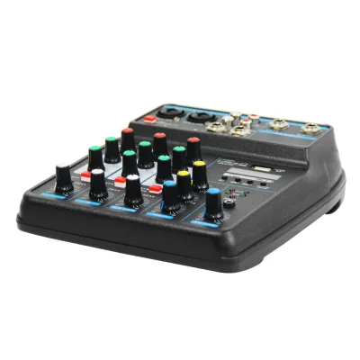 4 Channel Mini Audio Mixer Bluetooth USB Sound Mixer Karaoke DJ Mixer for Home Party