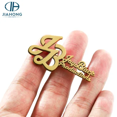Fashion Letter Name Brooch Pin Brooch Custom Company Logo Pin Stainless Steel Gold Silver Rhinestone Brooch Pin for Women
