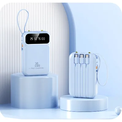 20000mAh Li-Polymer Power Bank With Cable Fast Charging Portable Power Bank