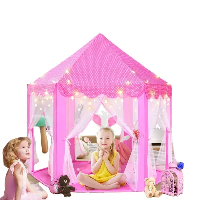 Princess Tent Girls Large Playhouse Kids Castle Play Tent with Star Lights Toy for Children Indoor and Outdoor Games