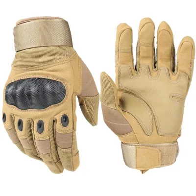 Double Safe Wholesale Custom Khaki Men Hand Full Finger Hard Knuckle Outdoor High Quality Security Tactical Mittens