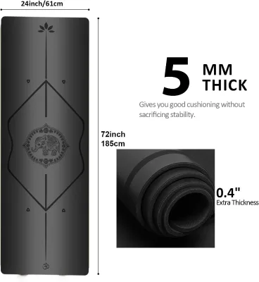 Oversized Wide Length PU Bulk Yoga Mat, Spacious Practice Natural Rubber Mat,Engraved Logo PU Bulk Yoga Mat for Group Yoga Class