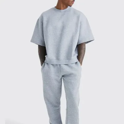 Custom Unisex Plus Size Reversible Oversized Boxy Full Sleeve Heavyweight Breathable Eco-Friendly Sweatshirt Tracksuit T-Shirt