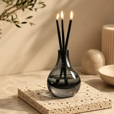 Nordic High Borosilicate Glass Eco Friendly Reusable Glass Fiber Metal Wick Home Bedroom Desktop Decor Everlasting Candle