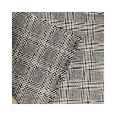 Woven plaid wool polyester blend fabric Fashion checked worsted wool suit fabric