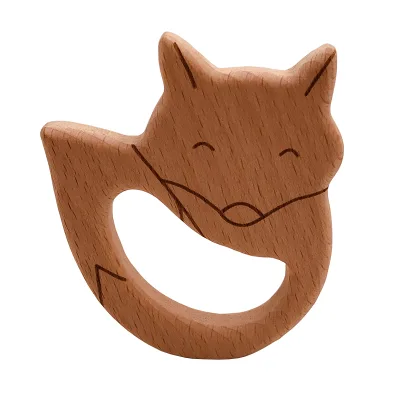 Baby Education Education Beech Unpainted Animal Decoration Teething Toy Baby Teething Stick Children's Gift
