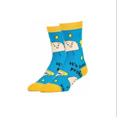 Durable Crew happy cotton custom graphic sock for men