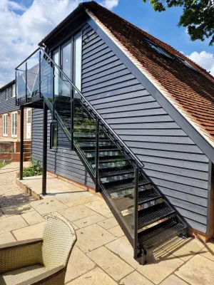Prefabricated Outdoor Staircase Galvanized Steel Structure External Access Steps for Apartment Use Durable & Safe