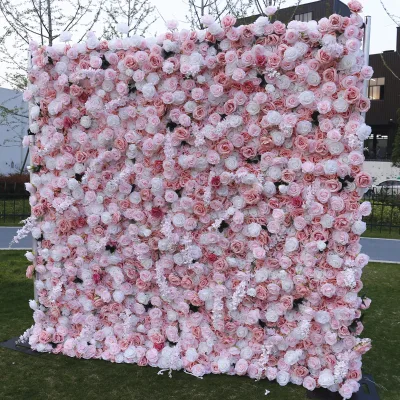 8x8 ft Artificial Silk and Plastic Flower Wall 3D 5D Style 8x8 ft for Party Wedding Decoration & Supplies