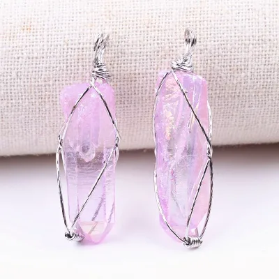 2026 Gems Wholesale Natural Quartz Crystal Rock Clear Quartz Raw Stone Pendant