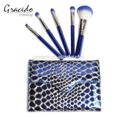 Customize Portable 5pcs Professional Makeup Brush Set Powder Eyebrow Eye Shadow Brushes with PU Bag Travel Cosmetic Kit Tool