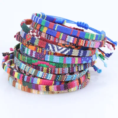 2022 Guantang Bohemian Rainbow Colors Braided Friendship Men Women Nepalese Nation Bracelet Handmade Boho Bracelet Anklet