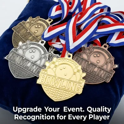 Customized Bowling Competition Medal Free Design Personal Collection Anniversary Medal High Quality Ball Sport Medal with Ribbon