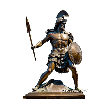 Hot Selling Ancient Casting Bronze Greek Warrior Statue Sculpture With Natural Patina