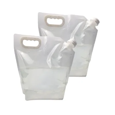 Ready to Sale Reusable Capacity 5L Stand up Pouch Clear Juice Water Package Portable Folding Plastic Spout Water Bag With Handle