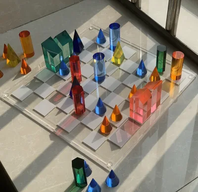 Wholesale Luxury Colored Gift Acrylic Chess Game Board Set