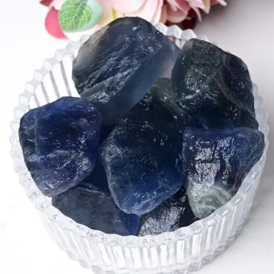 Wholesale Transparent Healing Natural Rough Blue Fluorite Raw Stone for Crystal Collection Gifts