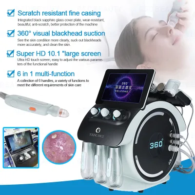Newest 6-In-1 Desktop Hydro Dermabrasion Facial Machine Oxygen Facial for Deep Face Cleaning