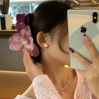 Korean Style Hair Clips for Girls Spring 2025 Fashion Solid Mini Bows Flower Back Head Women's Hairpins Bridal Hair Accessories
