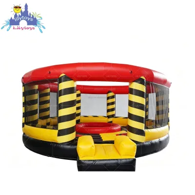 Lilytoys Caution Striped Inflatable Maze with Bumping Ring, CE Certified PVC Jumper for Kids