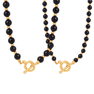 2024 Hot Sale Natural Stone Crystal Necklace Black Onyx Bead Necklace for Women