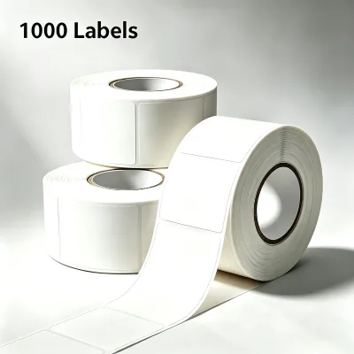 Direct Thermal Blank Roll Labels 1 Roll 1000Pcs Empty Self-Adhesive White Sticker Label for Logistics Packaging