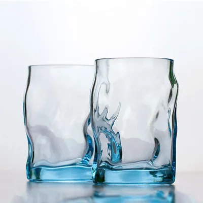 Custom Hand-made Lead-free clear Irregular Wine Whisky Glasses