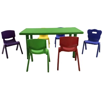 Cheap School Furniture Kid's Nursery Fixed Desk and Chair Guangzhou