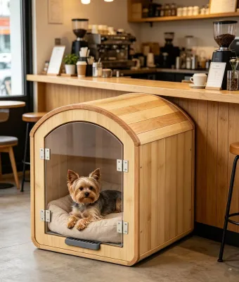 Best Seller New Arrival Semi-Circle Transparent Roof Wooden Pet Cage