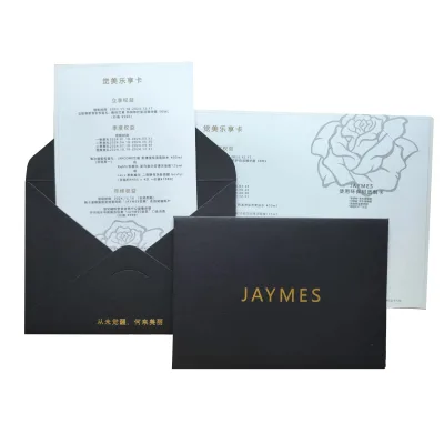 Customized Matt Black Kraft Wedding Invitation Packing Black Envelope Gold Foiled logo Envelope