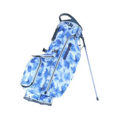 Premium Lightweight Blue Color Stand Golf Bag 4 Way Top Printed Logo Golf Carry Bags