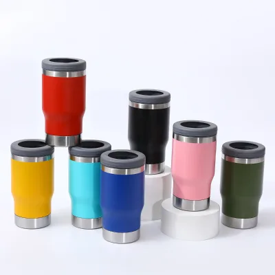 OEM/ODM 14 oz can cooler logo can cooler Double Wall Stainless Steel can cooler with Handle &lid &brush&straw