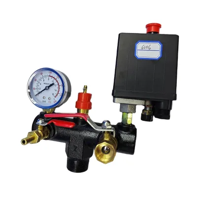 Air Compressor Pressure Valve Switch 230-220V Manifold Relief Regulator Gauges 90-120PSI Aluminum Alloy Bracket