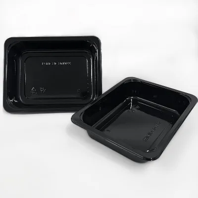 Factory Wholesale Rectangle CPET Oven Safe Baking Black Food Grade Packaging Trays Bowls Boxes for Sushi Noodle Hamburger Sugar