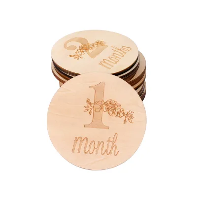 Handmade High Quality Newborn Baby Monthly Milestone Cards Milestone for Baby Giftlaser Engraved Factory Custom