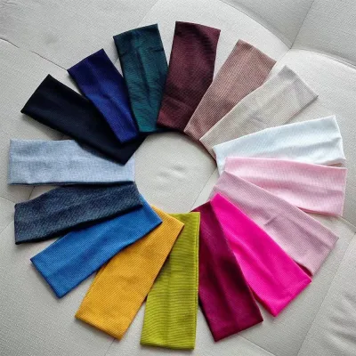 AITONG Solid Color Wide Elastic Yoga Headband Cotton Knitted Sweat-absorbent Outdoor Sports Hair Band for Women Men