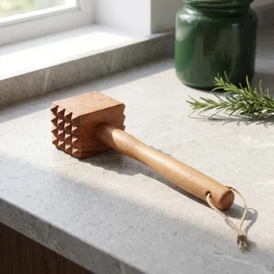 Handcrafted Beech Wood Meat Hammer Meat Tenderizer Mallet for Steak, Poultry & Schnitzel Tenderizing Beef Tableware for Gift