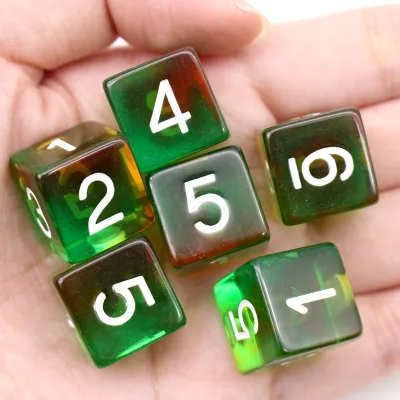 Custom Engraved Logo Colorful D&D Party Games 16mm Round Multicolor Transparent Dot D6 Resin Acrylic Dice