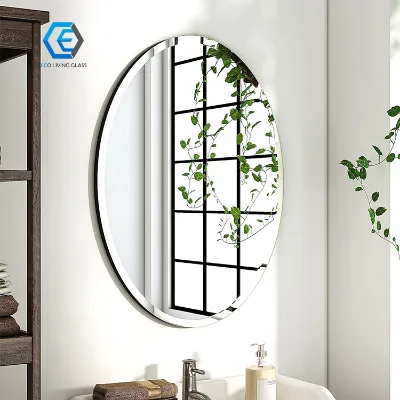 Modern Customizable Frameless Large Wall Mirror Round Corner Long Oval Float Glass Mirrors with Beveled Edge