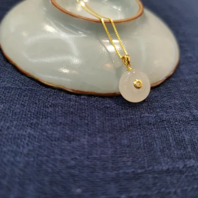 Hetian White Jade Tungsten S925 Silver Necklace Approximately 21-50 Cmfresh and Delicate
