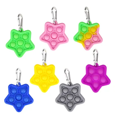 Manufactory Wholesale Star Shape Fidget Toy Keychain Silicone