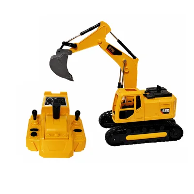 GCC 9 Channel Radio Control 2.4Ghz R/C 1:24 Scale Construction Truck Excavator Toy with Smoking Function and 100m Range