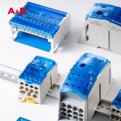 UKK 200A Industrial Electrical Universal Unipolar Single Phase Din Rail Screw Connection Copper Power Terminal Block Spring