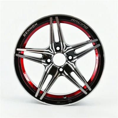 Hot Sale 15 Inch 8 Holes Red Undercut Five Spoke Passenger Car Rims